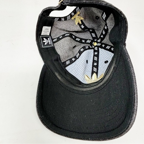 ADIDAS Women’s Black Denim Gold Trefoil Buckle Back Baseball Cap Hat One Size - Picture 9 of 10
